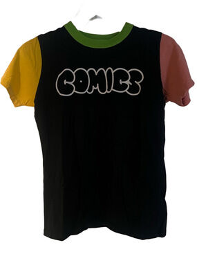 Big Bud Press Unisex “Comics” Colorblock  Bubble Letter T-shirt - Size Small
